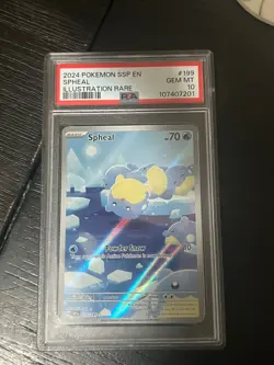 Pokemon 2024 SSP en Spheal #199 Illustration Rare PSA Gem MT 10 - Image 1