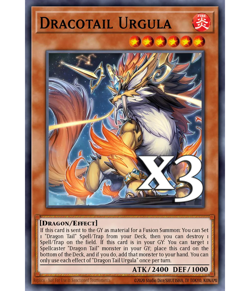 3x Dracotail Urgula JUSH-EN004 Rare NM 1st Ed YUGIOH - Image 1