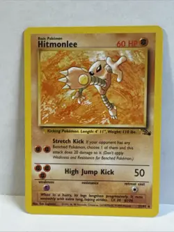 Hitmonlee 22/62 Fossil Rare Non-Holo LP Vintage Pokemon TCG Card - Image 1