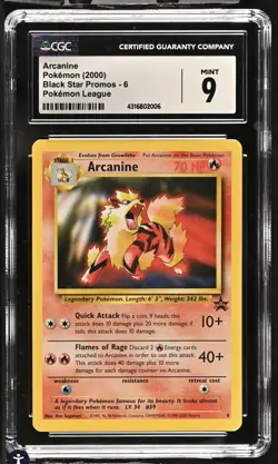 Arcanine 6 Black Star Promo CGC 9 Mint 2000 Pokemon League Pokemon Card psa - Image 1