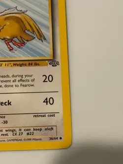 1st Edition Fearow Jungle Pokemon Card TCG 1999 WOTC 36/64 - Image 4