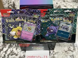 🔥 Pokemon Paldean Fates Tech Sticker Collection 12 Sealed Blisters in Display - Image 2
