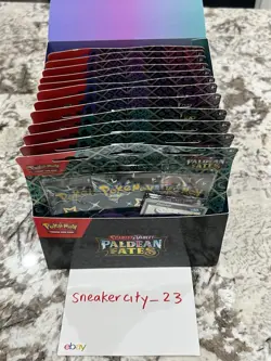 🔥 Pokemon Paldean Fates Tech Sticker Collection 12 Sealed Blisters in Display - Image 3