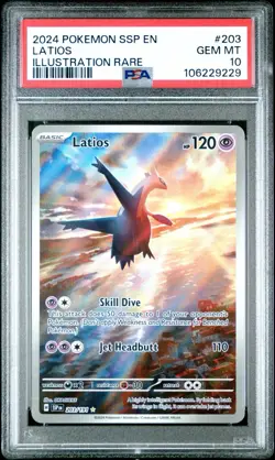 2024 POKEMON SSP EN-SURGING SPARKS ILLUSTRATION RARE #203 LATIOS PSA 10 - Image 1