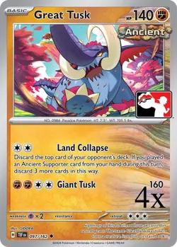 4x Great Tusk 097/162 Pokemon Play! Prize Pack Play Stamp - Image 1