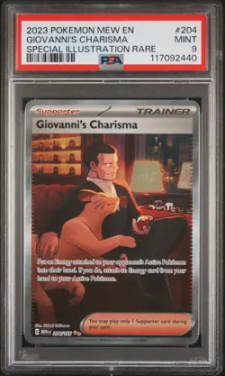 2023 POKEMON MEW EN-151 SPECIAL ILLUSTRATION RARE #204 GIOVANNI'S CHARISMA PSA 9 - Image 1