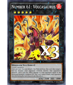 3x Number 61: Volcasaurus JUSH-EN043 Rare NM 1st Ed YUGIOH - Image 1