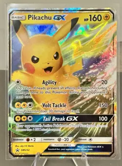 Pikachu GX SM232 Black Star Promo - Sun & Moon Pokemon Card LP - Image 1