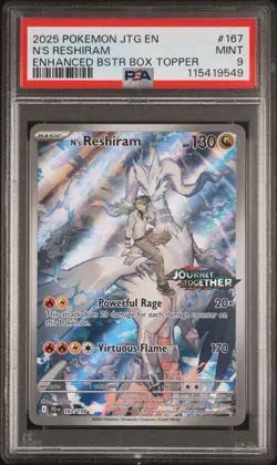 Pokemon TCG PSA 9 N's Reshiram Stamped Promo Holo Card 167/159 Journey Together - Image 1