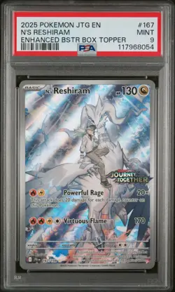 Pokemon TCG PSA 9 N's Reshiram Stamped Promo Holo Card 167/159 Journey Together - Image 1