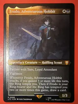 MTG, MAGIC: FRODO, ADVENTUROUS HOBBIT, LTC, UNPLAYED, MYTHIC #0082 ,FOIL,THICK - Image 1