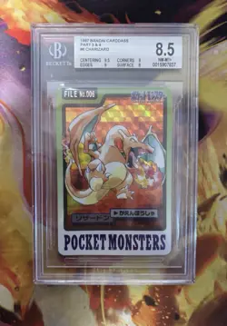 BGS 8.5 Charizard 1997 Bandai Carddass #6 Part 3 & 4 Holo File 006 Pokemon Prism - Image 3