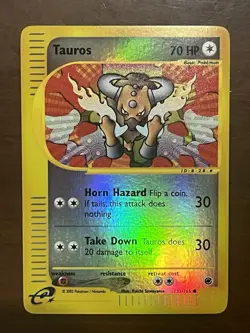 NM Tauros Reverse Holo 133/165 Expedition Near Mint Pokemon TCG E-Reader Card - Image 1