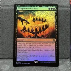 Blasphemous Edict Regular Foil NM Foundations Magic MTG In Hand - Image 1