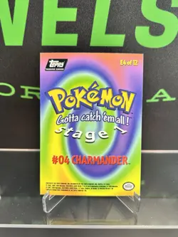 Topps Pokemon TV Animation Series 1 Charmander E4 of 12 Black Logo Holo Card - Image 2