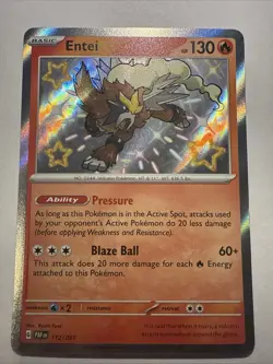 Pokemon Entei 112/091 Paldean Fates Shiny Rare NM Condition - Image 1