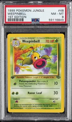 1999 POKEMON JUNGLE 1ST EDITION #48 WEEPINBELL PSA 8 - Image 1