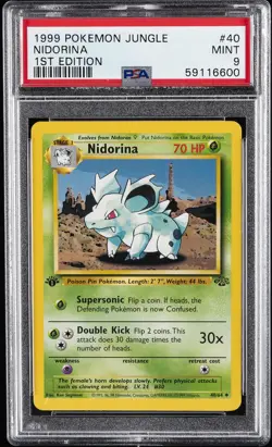1999 POKEMON JUNGLE 1ST EDITION #40 NIDORINA PSA 9 - Image 1