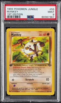 1999 POKEMON JUNGLE 1ST EDITION #55 MANKEY PSA 9 - Image 1