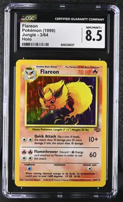 CGC 8.5 Flareon 1999 Jungle 3/64 Holo Pokemon Card psa - Image 1