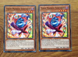 2 x Yugioh Toon Masked Sorcerer SS01-ENC05 1st Edition. Free UK Postage - Image 1