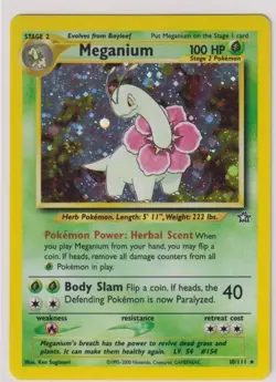 Meganium Holo Rare 10/111 - Neo Genesis - Vintage WOTC 2000 Pokemon Card - LP/NM - Image 1