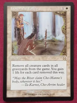 Magic The Gathering MERCADIAN MASQUES HONOR THE FALLEN white card MTG - Image 1