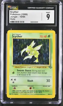 CGC 9 MINT Scyther 1999 Jungle 10/64 Holo Pokemon Card psa - Image 1