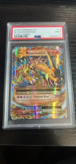 2016 POKEMON XY EVOLUTIONS 13/108 MEGA CHARIZARD EX HOLO PSA 9 - Image 1
