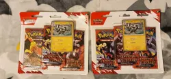 x 2 Pokemon TCG Destined Rivals 3 Blister Booster Pack (Zebstrika) - Image 1