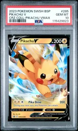 2023 PIKACHU V SWSH 285 POKEMON CROWN ZENITH COLLECTIONS PROMO PSA 10 GEM MINT - Image 1