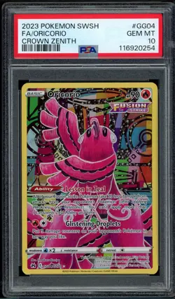 2023 PSA 10 Pokemon Crown Zenith Oricorio Galarian Gallery FA GG04/GG70 Card - Image 1