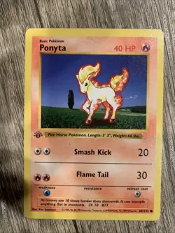 Pokemon Base Set Common Ponyta #60 [1st Edition Grey Stamp] - Image 1