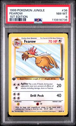 1999 POKEMON JUNGLE 1ST EDITION #36 FEAROW PSA 8 - Image 1