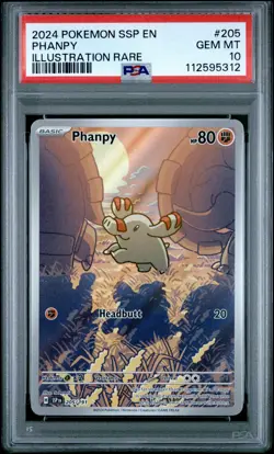 2024 POKEMON SSP EN-SURGING SPARKS ILLUSTRATION RARE #205 PHANPY PSA 10 - Image 1