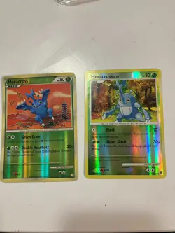 Set of 2 Reverse Holo, 1 Black Star Rare Pokemon "Heracross" Cards - Image 1