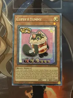 Yugioh! Cupsy Yummy Collector ‘s Rare Near Mint 1st Edition JUSH-EN016 - Image 1