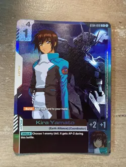 Gundam Card Game ST04-010 C+ Kira Yamato Promo Card English Foil Seed Gundam NM - Image 1
