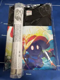 Lost Black Mage Vivi T-Shirt XL & Magic Con Logo Playmat Set MTG Japan - Image 1