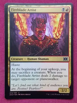 Magic The Gathering DOUBLE MASTERS 2022 FOIL FIREBLADE ARTIST black/red card MTG - Image 1