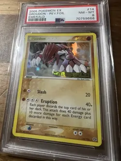 Pokemon 2005 Emerald Groudon Reverse Stamped Holo #14 PSA 8 NM-MT POP 65! - Image 3