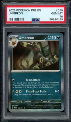 2025 PSA 10 Pokemon PRE EN Prismatic Evolutions Umbreon Holo 059/131 Gem Mint - Image 1