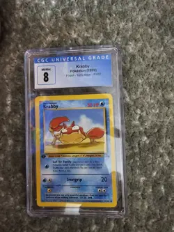 1999 Pokemon Fossil 1st Edition Krabby 8 CGC Graded Card - Image 1