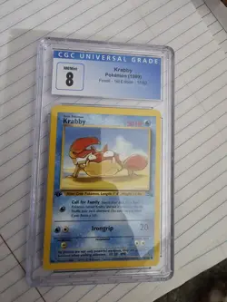 1999 Pokemon Fossil 1st Edition Krabby 8 CGC Graded Card - Image 3