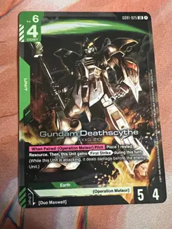 Gundam Deathscythe Foil LR - GD01-025 NM- Gundam Trading Card Game Holo Green - Image 1
