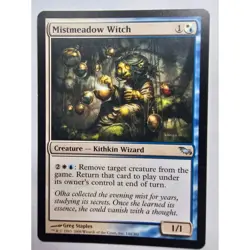 MTG Magic The Gathering Mistmeadow Witch Card Kithkin Wizard White Blue Shadowmo - Image 1