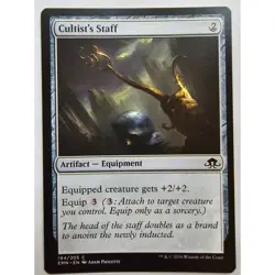 MTG Magic The Gathering Cultist's Staff Artifact Equipment Card 194/205 Eldritch - Image 1