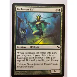 MTG Magic The Gathering Farhaven Elf Card 2008 Brandon Kitkouski Green Shadowmoo - Image 1