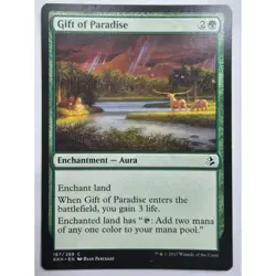 MTG Magic The Gathering Gift Of Paradise Enchantment Aura Card Green Amonkhet - Image 1