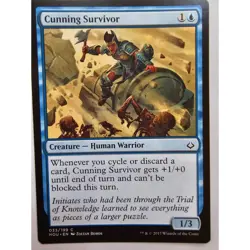 MTG Magic The Gathering Cunning Survivor Card 033/199 Creature Human Warrior Blu - Image 1